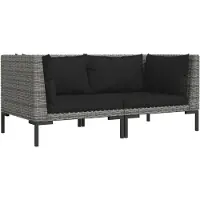 Syfax Canapés de jardin 2 pcs avec coussins Résine tressée demi-ronde
