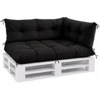 VBChome Coussins pour palettes 120 x 80, 120 x 40 et 70 x 40 cm pour palettes Euro, meubles, support de palette, jardin – 12 couleurs, rembourrage en flocons de mousse, noir – lot de 3