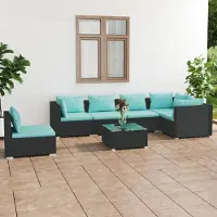 Prolenta Maison Exclusive - Ensemble de salon de jardin 7 pièces avec coussins en rotin synthétique noir
