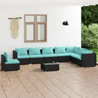 Prolenta Maison Exclusive - Ensemble de salon de jardin 9 pièces avec coussins en rotin synthétique noir