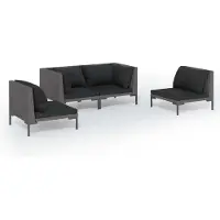 Syfax Salon de jardin 4 pcs avec coussins Résine tressée Gris foncé