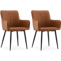 CLIPOP Lot de 2 chaises de cuisine en similicuir,chaise rembourrée épaisse,marron