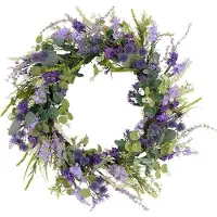 OEM Couronne de fleurs naturelles - Couronne de fleurs « Summer Bird » - Décoration d'intérieur - Fleurs naturelles - Diamètre de 60 cm - Teinte bleu-vert