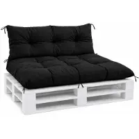 VBChome Coussins pour palettes 120 x 80 et 120 x 40 cm pour palettes Europe, meubles, support de palette, jardin, balcon, 12 couleurs, rembourrage en flocons de mousse, noir, lot de 2