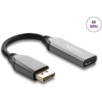 DeLOCK Aktiver DisplayPort 1.4 zu HDMI Adapter 8K mit HDR Fu (DisplayPort, HDMI), Adaptateur vidéo, Gris, Noir