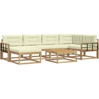 vidaXL Ensemble de salon de jardin 7 pièces, blanc et crème