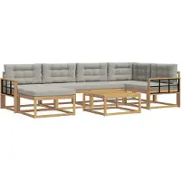 vidaXL Ensemble de salon de jardin 7 pièces, blanc et gris clair