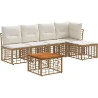 vidaXL Ensemble de canapés d'extérieur , 6 pièces, polyester naturel et blanc crème