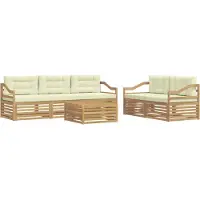 vidaXL Ensemble de salon de jardin 6 pièces, blanc et crème