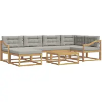 vidaXL Ensemble de salon de jardin 7 pièces, blanc et gris clair