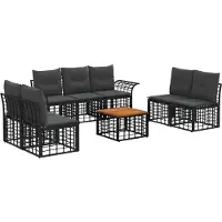 vidaXL Ensemble de canapés d'extérieur , 8 pièces, polyester noir et gris foncé