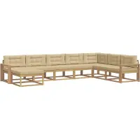 vidaXL Ensemble de salon de jardin 8 pièces, blanc et beige