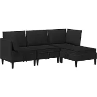 vidaXL Ensemble de salon , 4 pièces, tissu noir