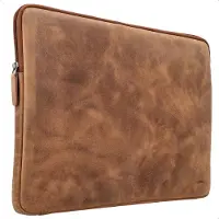 Accezz Pochette ordinateur Leather avec fermeture éclair 15-16 pouces - Cognac