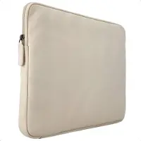 Accezz Pochette ordinateur Leather avec fermeture éclair 13-14 pouces - Beige