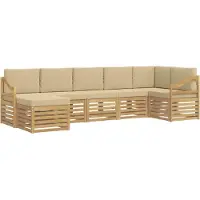 vidaXL Ensemble de canapés d'extérieur , 7 pièces, blanc et beige