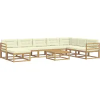 vidaXL Ensemble de salon de jardin 9 pièces, blanc et crème