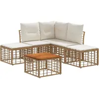 vidaXL Ensemble de canapés d'extérieur , 6 pièces, polyester naturel et blanc crème
