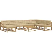 vidaXL Ensemble de salon de jardin 9 pièces, blanc et beige