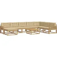 vidaXL Ensemble de salon de jardin 9 pièces, blanc et beige