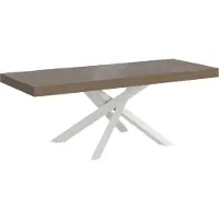 Itamoby Table Extensible Volantis Premium Grise Tourterelle 200/304X90 Cm Avec Pieds Blancs