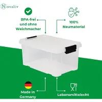 Novaliv Boîte de rangement avec couvercle 5L transparente Nestbar Boîte plastique empilable avec fermeture à clip Eurobox plastique sans BPA 30 x 19 x 14 cm