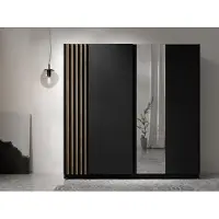 AX Living Armoire noire avec miroir 202 cm – Beralto Artisan Lamellen