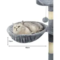 Lionto , lot de 2 niches pour arbres à chat, surface de repos avec cadre métallique robuste et revêtement en tissu, 40 cm de diamètre, 15 cm de profondeur, gris clair