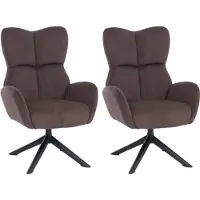 Mendler Lot de 2 chaises de salle à manger HWC-Q54, chaises relax, chaises lounge, chaises rembourrées, pivotantes, structure métallique, Velours (320 g/m²) marron foncé