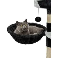 Lionto Nid pour arbre à chat, surface de repos avec cadre métallique stable & revêtement en tissu, 40 cm de diamètre, 15 cm de profondeur, noir