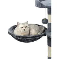 Lionto Nid pour arbre à chat, surface de repos avec cadre métallique robuste & revêtement en tissu, 40 cm de diamètre, 15 cm de profondeur, gris