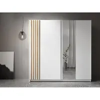 AX Living Armoire blanche avec miroir 200 cm – Beralto avec lamelles