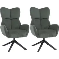 Mendler Lot de 2 chaises de salle à manger HWC-Q54, chaises relax, chaises lounge, chaises rembourrées, pivotantes, structure métallique, Velours (320 g/m²) vert