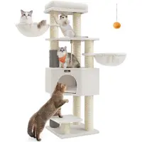 Songmics Arbre à chat avec couvertures auto-chauffantes pour chats 50 x 50 x 160 cm