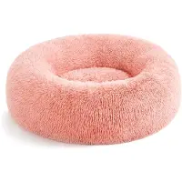 Feandrea Lit pour chien en peluche Roses, 60 cm de diamètre, lavable