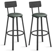 Vasagle Tabouret de bar, lot de 2, chaise de cuisine, rembourré, PU, assise 75,5 cm, repose-pieds, montage facile, industrie, salle à manger, cuisine