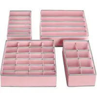 Songmics 4 Boîtes de rangement pliable, Rose