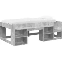 Syfax Cadre de lit pour enfants avec rangement Gris béton 90 x 190 cm