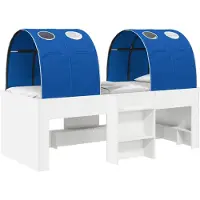 vidaXL Lit avec tunnel, 3 pièces, blanc et bleu, en bois composite