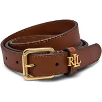 Ralph Lauren pour femme. 412968763002 Ceinture étroite en cuir avec logo marron (L), Casuel
