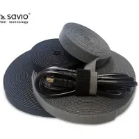 Savio OC-01/B - Organisateur de câbles (Velcro, 10 m), noir