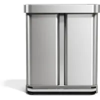 Simplehuman poubelle à pédale pour déchets triés, 58 l (34/24), acier brossé, FPP