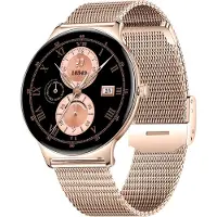 INF Montre Connectée Multifonctionnelle Métal et Silicone pour le Sport Or