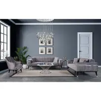 AEA Ensemble Canapé Canapés 3+3+1 places Fauteuil Tissu Bois Gris Canapés