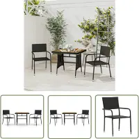 The Living Store Ensemble de jardin 3 pièces Poly rotin noir