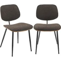 Signature - Lot de 2 Chaises en Tissu Gris / Brun - Olympia