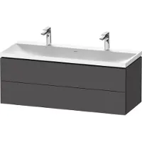 Duravit L-Cube c-shaped Ensemble suspendu, 2 tiroirs, 2 plans de toilette, sans trop-plein, 2 trous pour robinetterie, 1200x480x480mm, LC6954O49490000