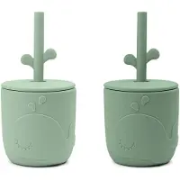 Done by Deer Straw 2 Pack Wally Cup Vert 12 Months