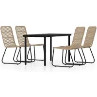 Syfax Ensemble à manger de jardin 5 pcs Chêne