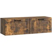 Syfax Meuble TV mural Chêne fumé 98 x 31 x 30 cm Bois d'ingénierie